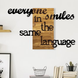 Wallity Everyone Smiles in The Same Language Escultura de pared Nogal y Negro